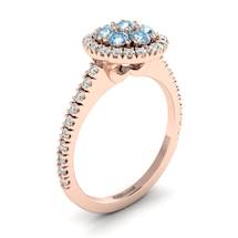 Aquamarine Rose Gold Cluster Engagement Ring Lantana