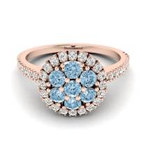 Aquamarine Rose Gold Cluster Engagement Ring Lantana