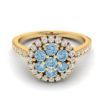 Aquamarine Yellow Gold Cluster Engagement Ring Lantana
