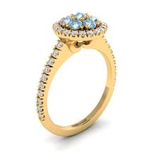 Aquamarine Yellow Gold Cluster Engagement Ring Lantana