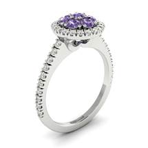 Amethyst White Gold Cluster Engagement Ring Lantana
