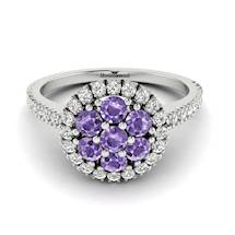 Amethyst White Gold Cluster Engagement Ring Lantana