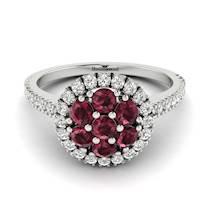 Garnet Ring White Gold Cluster Lantana