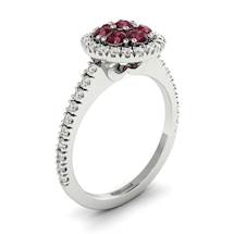 Garnet Ring White Gold Cluster Lantana