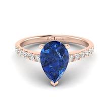 Pear Shaped Blue Ceylon Sapphire on 18k Rose Gold Band