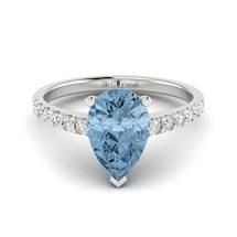 Pear Shape Natural Aquamarine on Three Pronged White Gold Setting
