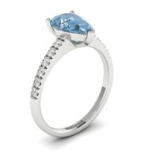 Diamond Accented Natural Aquamarine Solitaire Engagement Ring