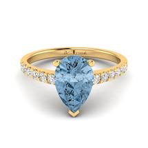 Natural Aquamarine and Diamonds Solitaire Engagement Ring in Australia