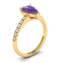 Amethyst Yellow Gold Solitaire Engagement Ring Hera