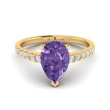 Amethyst Yellow Gold Solitaire Engagement Ring Hera