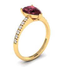 Garnet Ring Yellow Gold Solitaire Hera