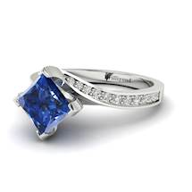 Blue Sapphire White Gold Cushion Cut Engagement Ring Luxy