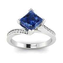 Blue Sapphire White Gold Cushion Cut Engagement Ring Luxy