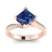 Blue Sapphire Rose Gold Cushion Cut Engagement Ring Luxy