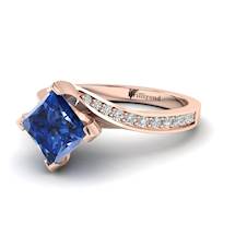 Blue Sapphire Rose Gold Cushion Cut Engagement Ring Luxy