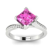 Pink Sapphire White Gold Cushion Cut Engagement Ring Luxy