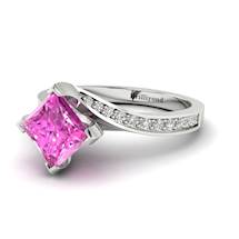 Pink Sapphire White Gold Cushion Cut Engagement Ring Luxy