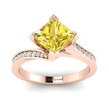 Yellow Sapphire Rose Gold Cushion Cut Engagement Ring Luxy