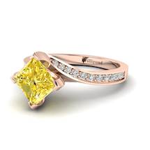Yellow Sapphire Rose Gold Cushion Cut Engagement Ring Luxy