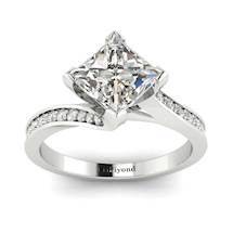 Diamond White Gold Cushion Cut Engagement Ring Luxy