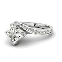 Diamond White Gold Cushion Cut Engagement Ring Luxy