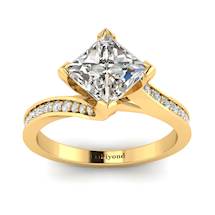 Diamond Yellow Gold Cushion Cut Engagement Ring Luxy