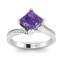 Amethyst White Gold Cushion Cut Engagement Ring Luxy