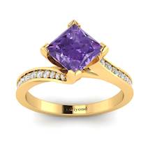 Amethyst Yellow Gold Cushion Cut Engagement Ring Luxy