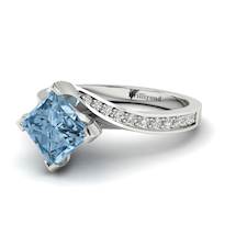 Aquamarine White Gold Cushion Cut Engagement Ring Luxy
