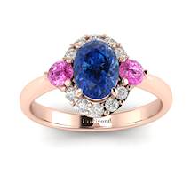 Blue Sapphire Rose Gold Colour Accented Engagement Ring Birdberry