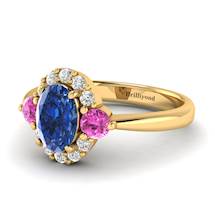 Blue Sapphire Yellow Gold Colour Accented Engagement Ring Birdberry