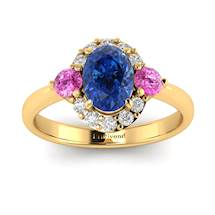 Blue Sapphire Yellow Gold Colour Accented Engagement Ring Birdberry