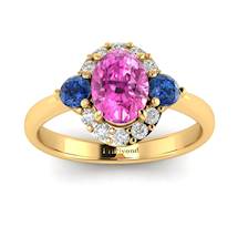 Pink Sapphire Yellow Gold Colour Accented Engagement Ring Birdberry