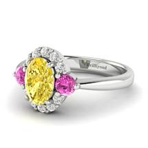 Yellow Sapphire White Gold Colour Accented Engagement Ring Birdberry