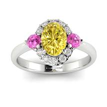 Yellow Sapphire White Gold Colour Accented Engagement Ring Birdberry