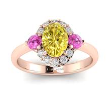 Yellow Sapphire Rose Gold Colour Accented Engagement Ring Birdberry