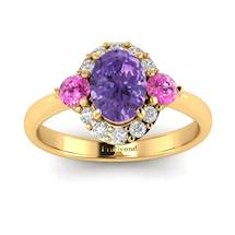 Amethyst Yellow Gold Colour Accented Engagement Ring Birdberry