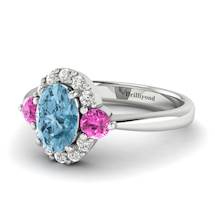 Aquamarine White Gold Colour Accented Engagement Ring Birdberry