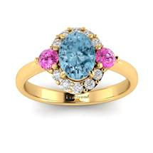 Aquamarine Yellow Gold Colour Accented Engagement Ring Birdberry