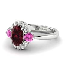Garnet Ring White Gold Colour Accented Birdberry