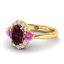 Garnet Ring Yellow Gold Colour Accented Birdberry