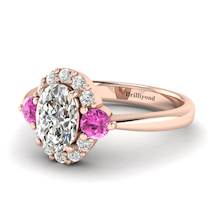 White Sapphire Rose Gold Colour Accented Engagement Ring Birdberry