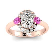 White Sapphire Rose Gold Colour Accented Engagement Ring Birdberry
