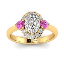White Sapphire Yellow Gold Colour Accented Engagement Ring Birdberry
