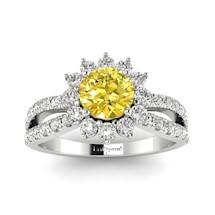 Yellow Sapphire White Gold Halo Engagement Ring Nefertari