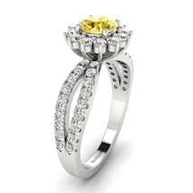 Yellow Sapphire White Gold Halo Engagement Ring Nefertari