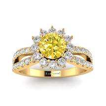 Yellow Sapphire Yellow Gold Halo Engagement Ring Nefertari