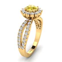 Yellow Sapphire Yellow Gold Halo Engagement Ring Nefertari