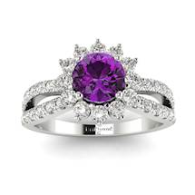 Amethyst White Gold Halo Engagement Ring Nefertari
