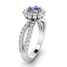 Amethyst White Gold Halo Engagement Ring Nefertari